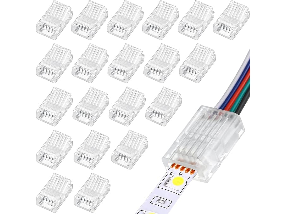 20 Pcs 5 Pinos 10 Mm Led Strip Connector Rgb Lights Adaptador 22 Awg Wires Connector For Strip Light Disconnected Gapless Track 5v 12v 24v STELASPLEN