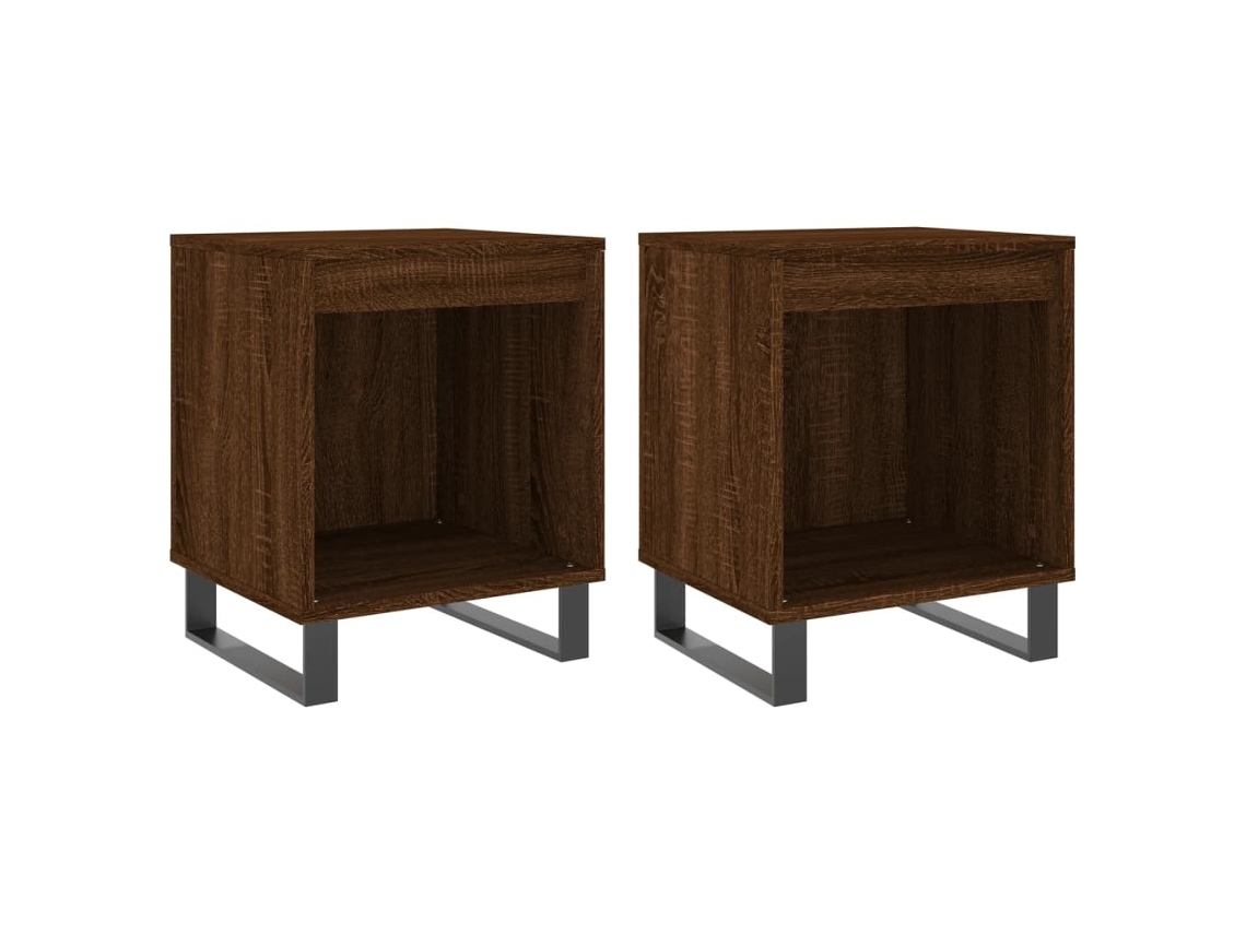 Bedside Cabinet, Bedside Cabinets Vidaxl Marrom Madeira Processada (n/a)