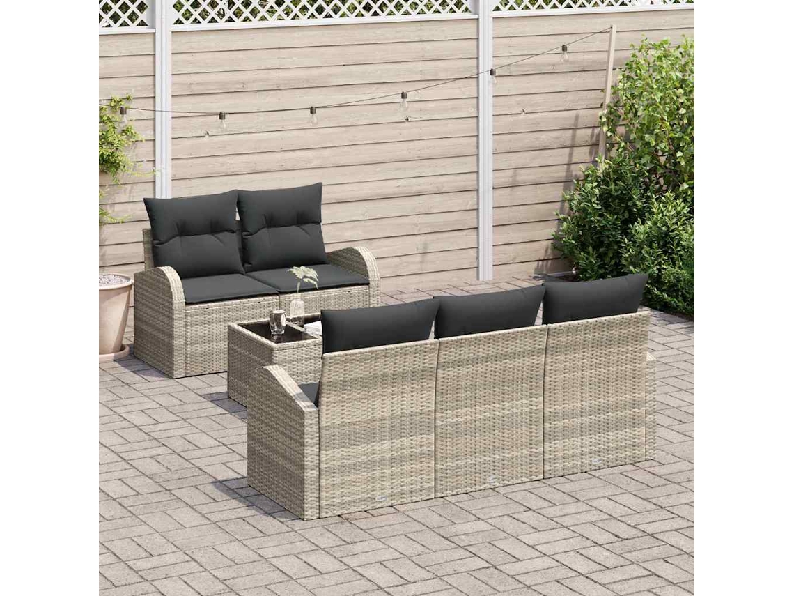 Vidaxl Conjunto De Sofá De Jardim 6 Pcs Cinza Claro E Cinza Escuro