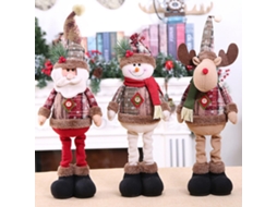 Conjunto De 3 Peças Pelúcia Do Papai Noel Em Pé Com Pernas Retráteis,