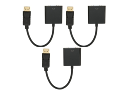 2026 3 Peças Adaptador Dp para Vga 1080p 60hz