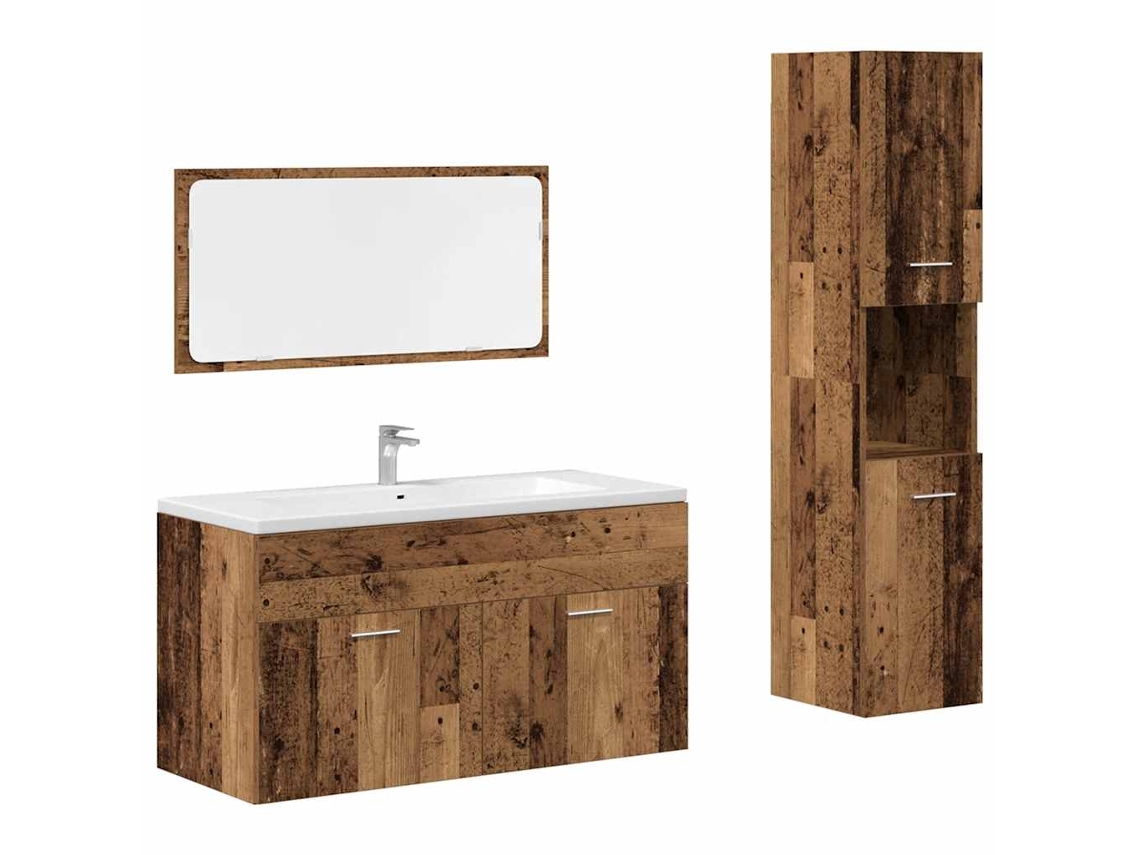 Bathroom Furniture Set, Bathroom Furniture Sets Vidaxl Marrom Madeira Processada (90 X 38.5 X 46 Cm)