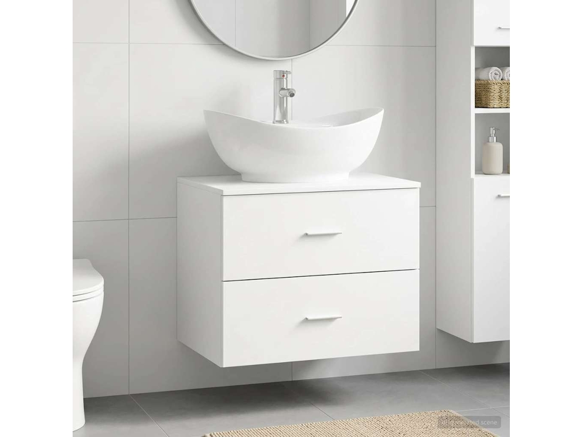 Vidaxl Conjunto De Móveis Para Banheiro Branco Derivados De Madeira