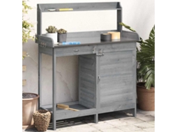 Vidaxl Mesa De Cultivo C/ Armário 110,5x45x124,5 Cm Abeto Maciço Cinza
