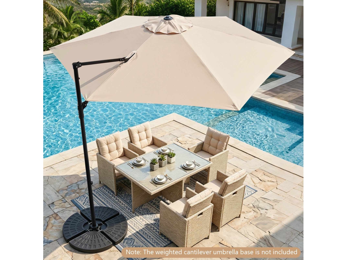 Guarda-sol Cantilever Bege De 3 M Com Rotação De 360° E Cobertura Ventilada