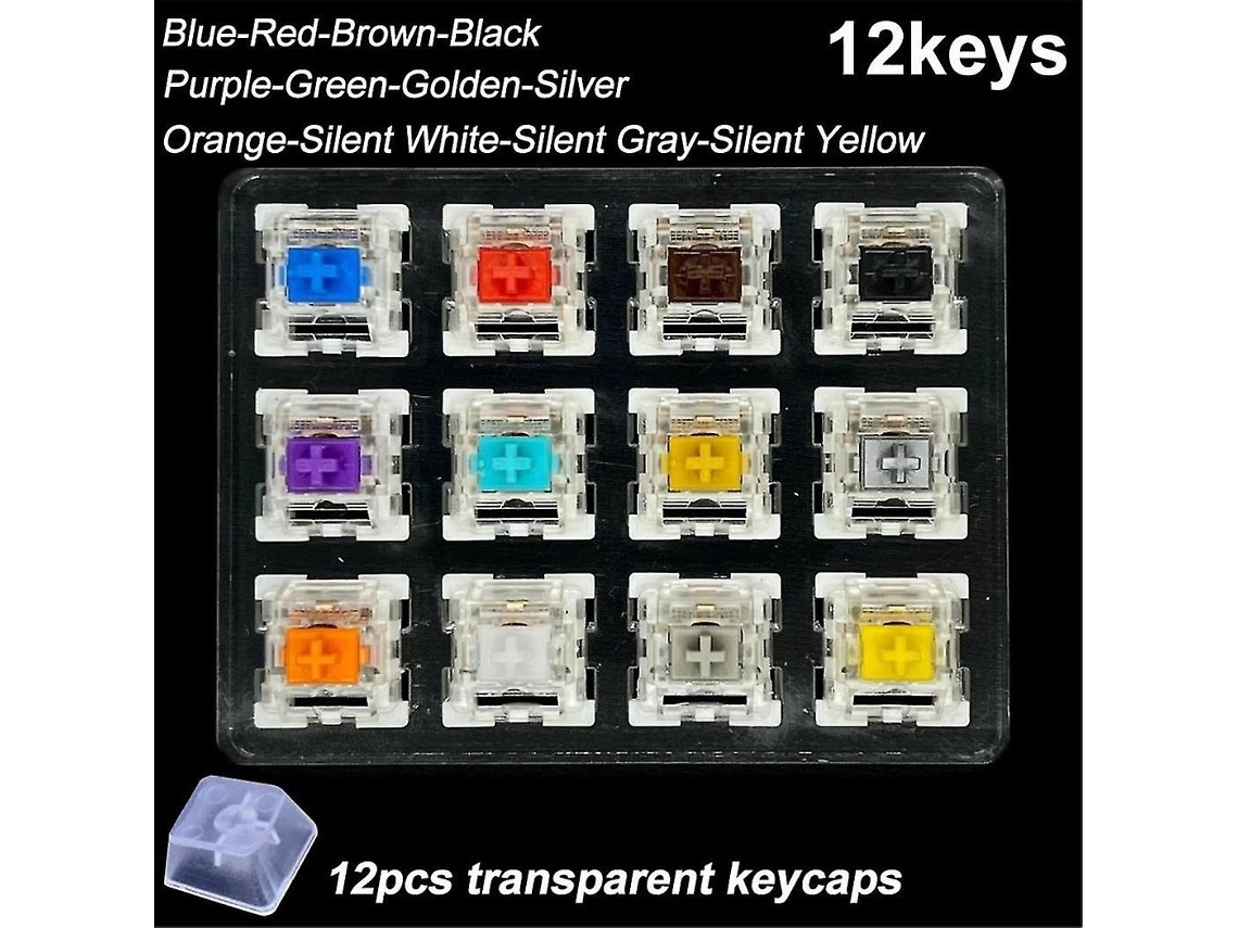 Lurelia Switches Para Teclado 9 Peças, Silencioso, Mecânico, Gaming, Acrílico, Cor Transparente