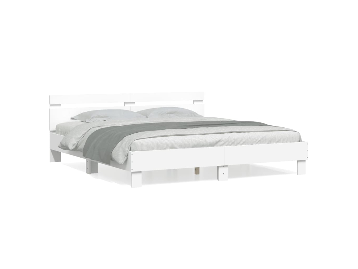 Estrutura de Cama com Cabeceira Derivados Madeira Branco MAISON EXCLUSIVE (160x200 cm)