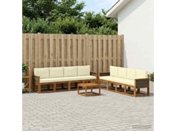 Vidaxl Conjunto De Sofás Para Exterior 9 Unid. Natural E Creme