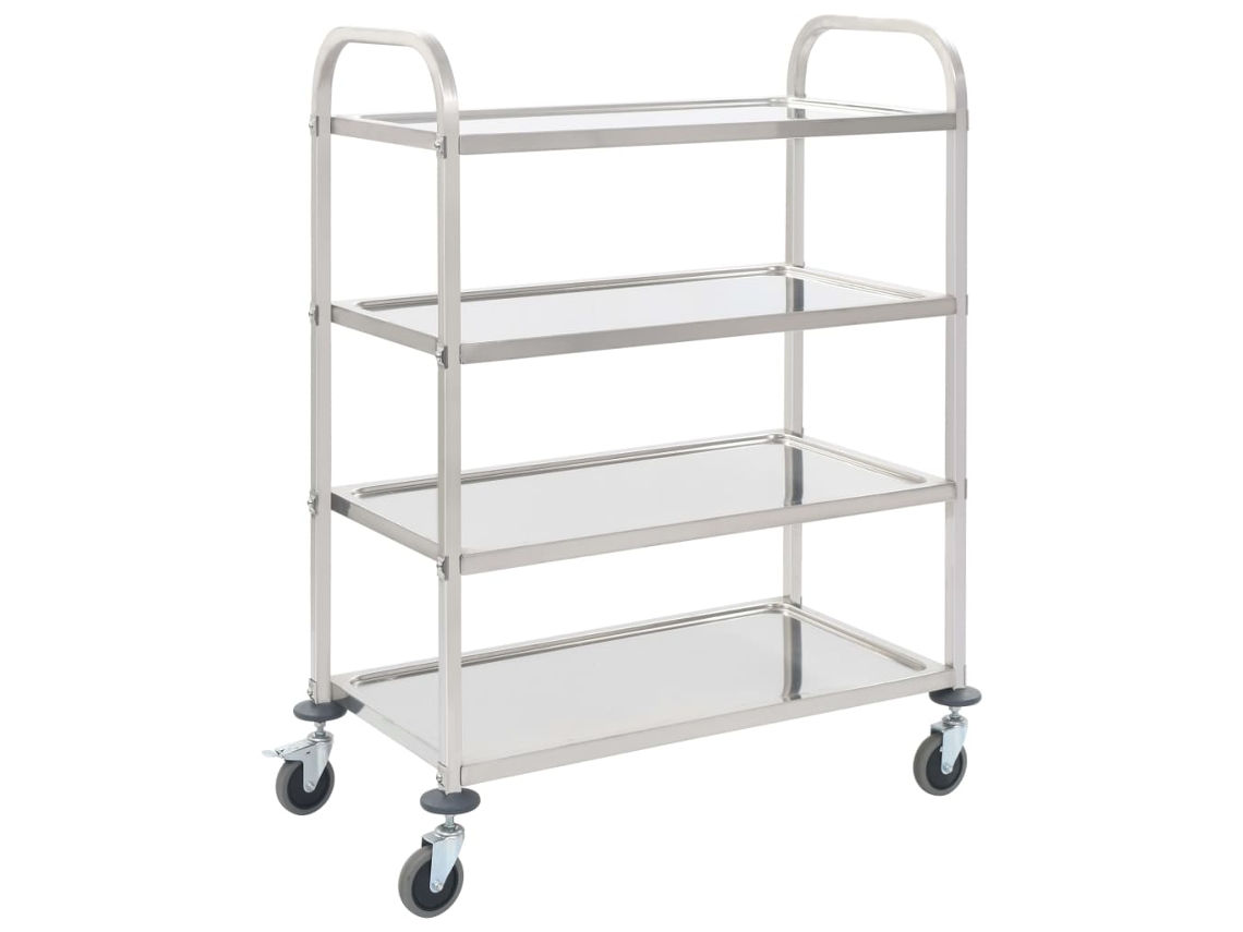 Serving Cart, Serving Carts Vidaxl Prateado Metal (107 X 55 X 125 Cm (4 Prateleiras))