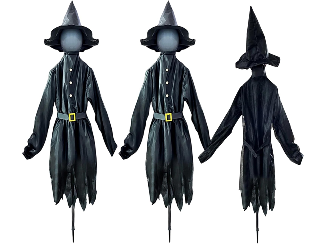 Figuras de Bruxas para o Halloween: Mãos e Rosto Brilhante para Decoração Externa Decoração Assustadora de 150 Cm de CHABERLU