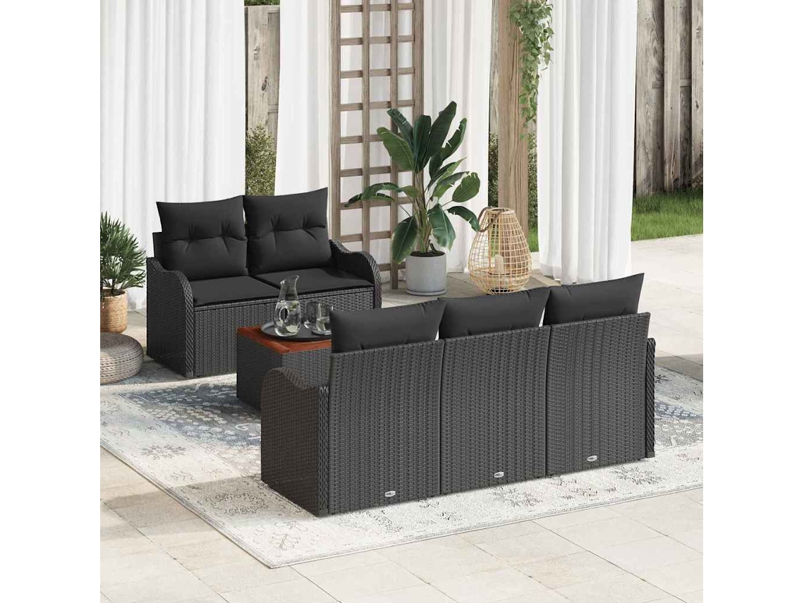 Vidaxl Conjunto De Sofá De Jardim 6 Unid. 5-número De Lugares Preto