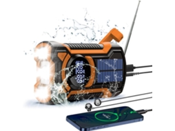Rádio meteorológico AQUAFORGE de emergência, portátil, à prova d'água, bluetooth, solar, com manivela e bateria usb 5000mah