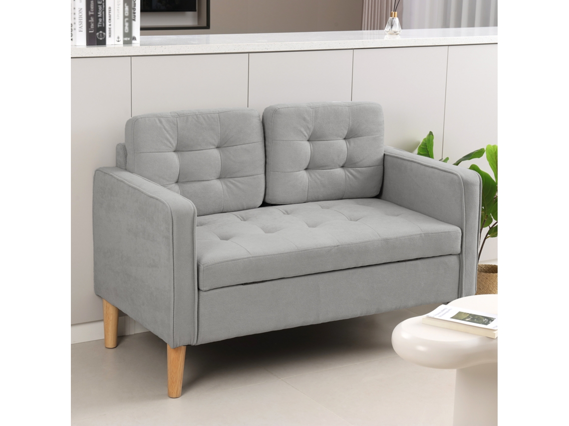 Sofá De 2 Lugares Com Armazenamento, Estofado Em Veludo Para Sala Ou Quarto, 117x62x78 Cm Quenty