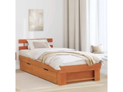 Vidaxl Estrutura Da Cama Com Cabeceira Marrom Cera 75 X 190 Cm