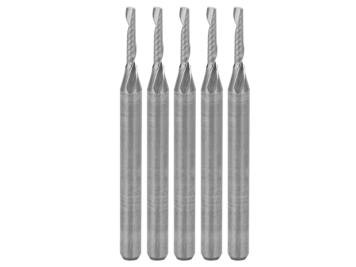 FRESA DE UMA CANAL EM ESPIRAL YURU com haste reta 3.175x1.5x8x38mm em aço tungstênio