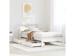 Vidaxl Cama Com Estante Sem Colchão 100x200 Cm Pinho Maciço Branco