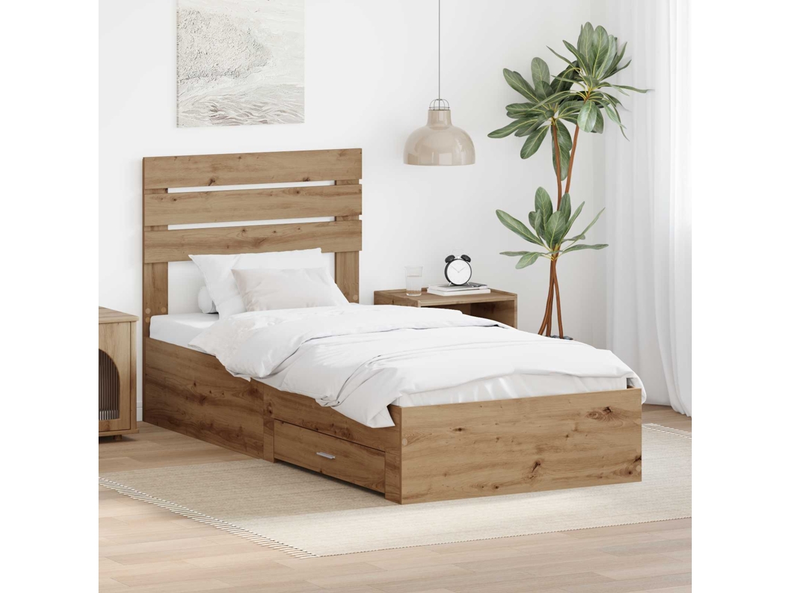 Vidaxl Estrutura da Cama com Gaveta com Cabeceira Madeira Processada
