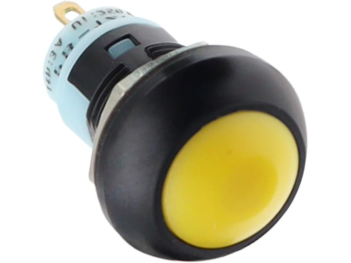 1-interruptor De Botão Momentâneo Amarelo 12mm Com Travamento Automático, 1a, 250v