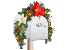 Guirlanda De Natal Pré Iluminada Com Flores De Poinsétia, Bateria Aquaforge