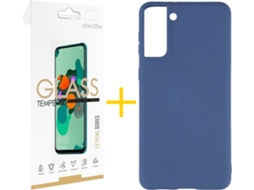 Capa e Película de Vidro Samsung S21 SKYHE Silicone Líquido Azul