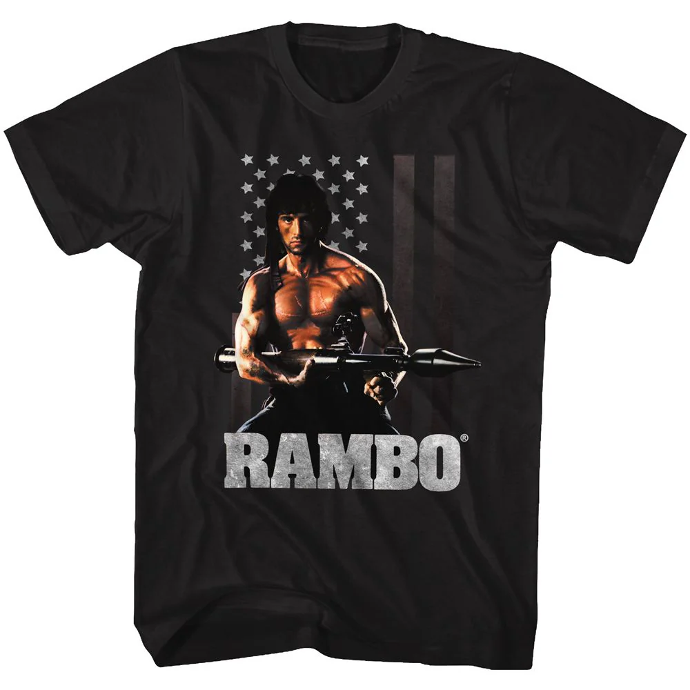Unisex Adult T-shirt Rockinstone Rambo Movie Ramberica Black Sizes