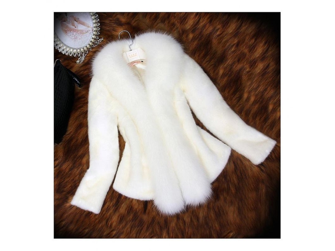 2026 chaqueta de Invierno de Pelo Falso Lujoso para Mujer Estilo Elegante Abrigo Corto Suave S Blanco