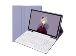 Capa De Couro Para Ipad Pro 11 2024 M4 Com Teclado Bluetooth E Keycaps Redondas Destacável Layout Pt