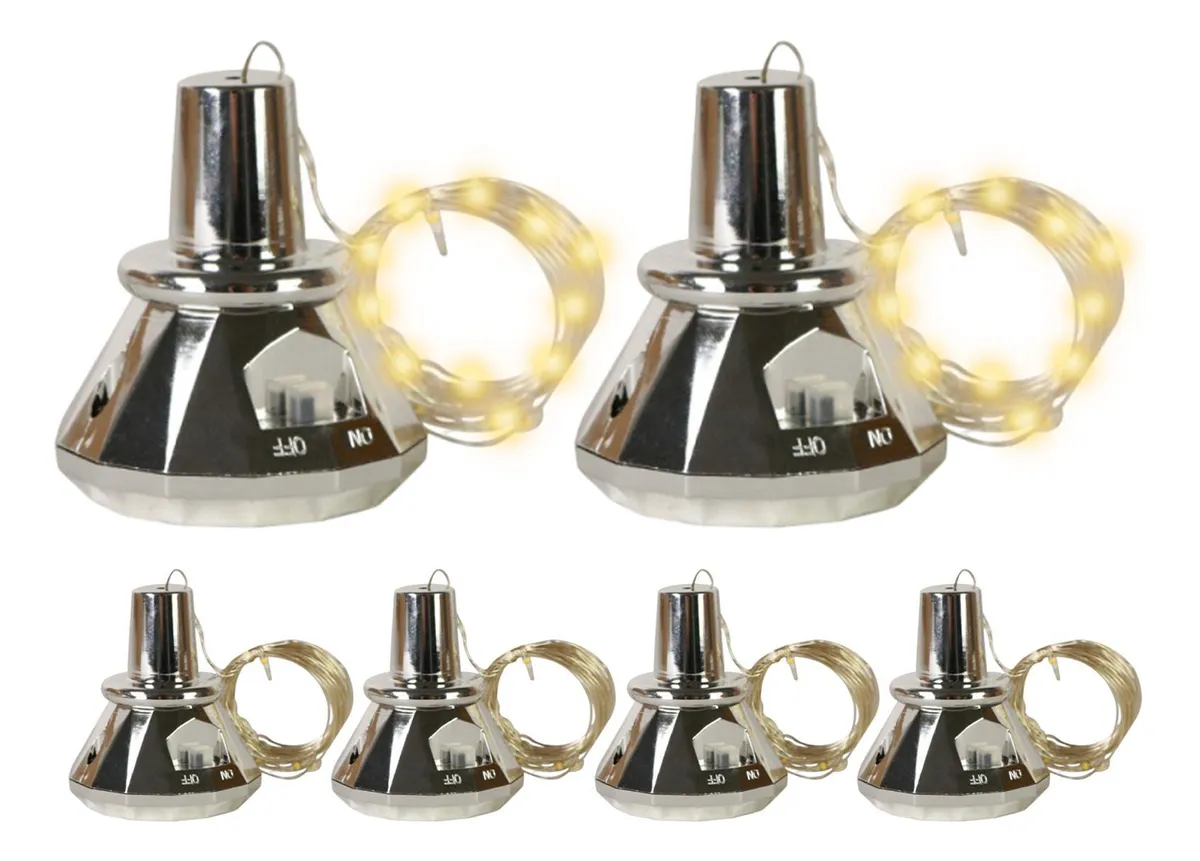 Conjunto de 6 luzes LED solares para garrafas de vinho
