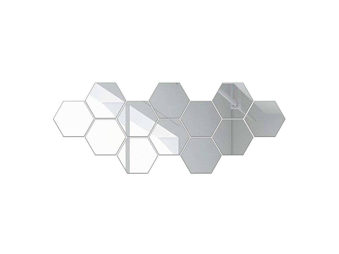 Rebe-hojas De Espejo Hexagonais Flexíveis Autoadesivas Sem Vidro Para Decoração De Casa, Quarto, Banheiro E Balcão