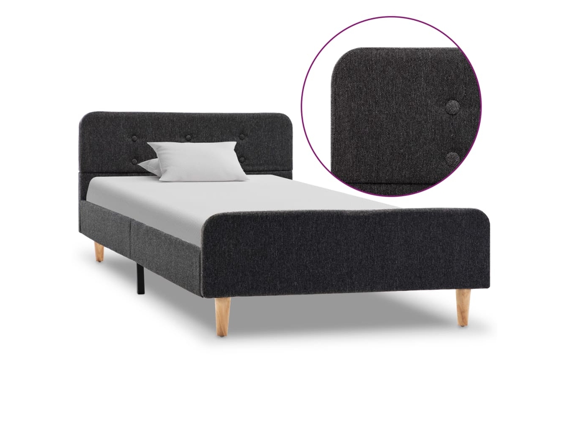 Vidaxl Estrutura De Cama 90x200 Cm Serapilheira Cinzento-escuro