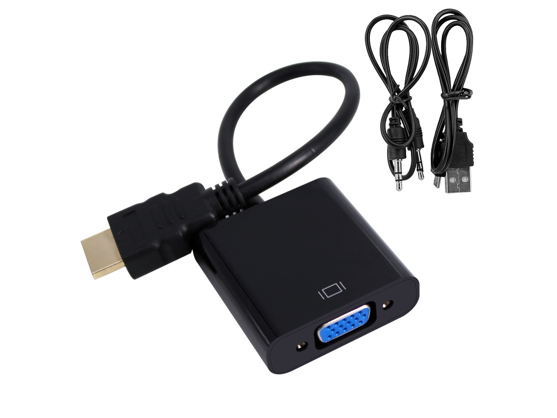 Cabo Adaptador Hdmi para Vga 1080p Hd com Áudio e Fonte de Alimentação, Conversor Hdmi. AQUAFORGE