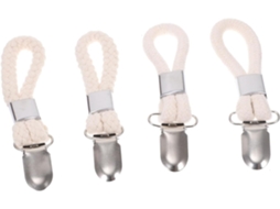 Conjunto De 4 Prendedores De Toalha, Corda De Algodão E Metal Branco, Resistentes À