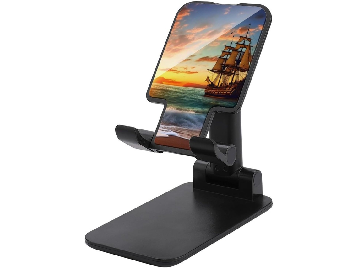 Suporte Dobrável Para Celular Com Desenho De Navio Pirata Ao Pôr Do Sol Mesa Portátil E Ajustável Base Antiderrapante