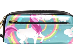 Organizador de lápis grande com estampa de unicórnio arco-íris, ideal para escola, adolescentes, meninos e meninas.