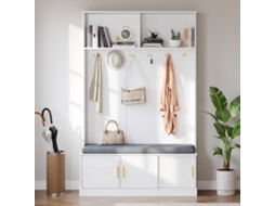 Cabide Corredor Branco 120x40x191cm, Sapateira, 6 Ganchos.-la