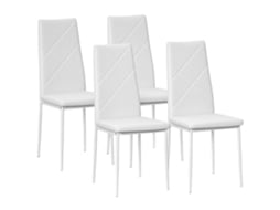 Conjunto De 4 Cadeiras De Jantar E Cozinha, Cor Branca, Dimensões 41x50x97 Cm