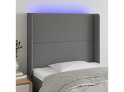 Cabecero con LED Tela 103x16x118/128 cm Gris Oscuro