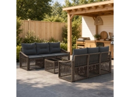 Vidaxl Conjunto De Sofá De Jardim 7 Unid. Cinzento Vime Pe