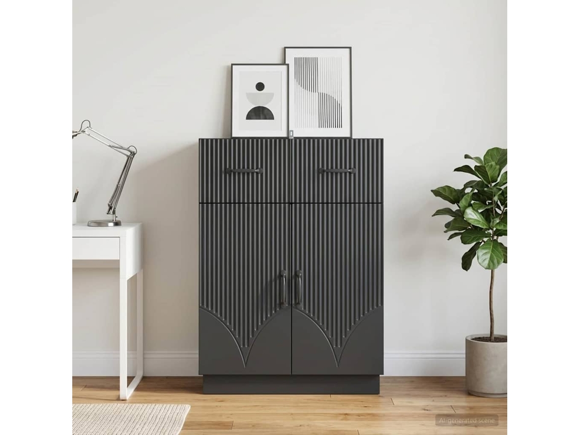 Vidaxl Buffet Com Gaveta Preto 66 X 34,5 X 87 Cm Derivados De Madeira