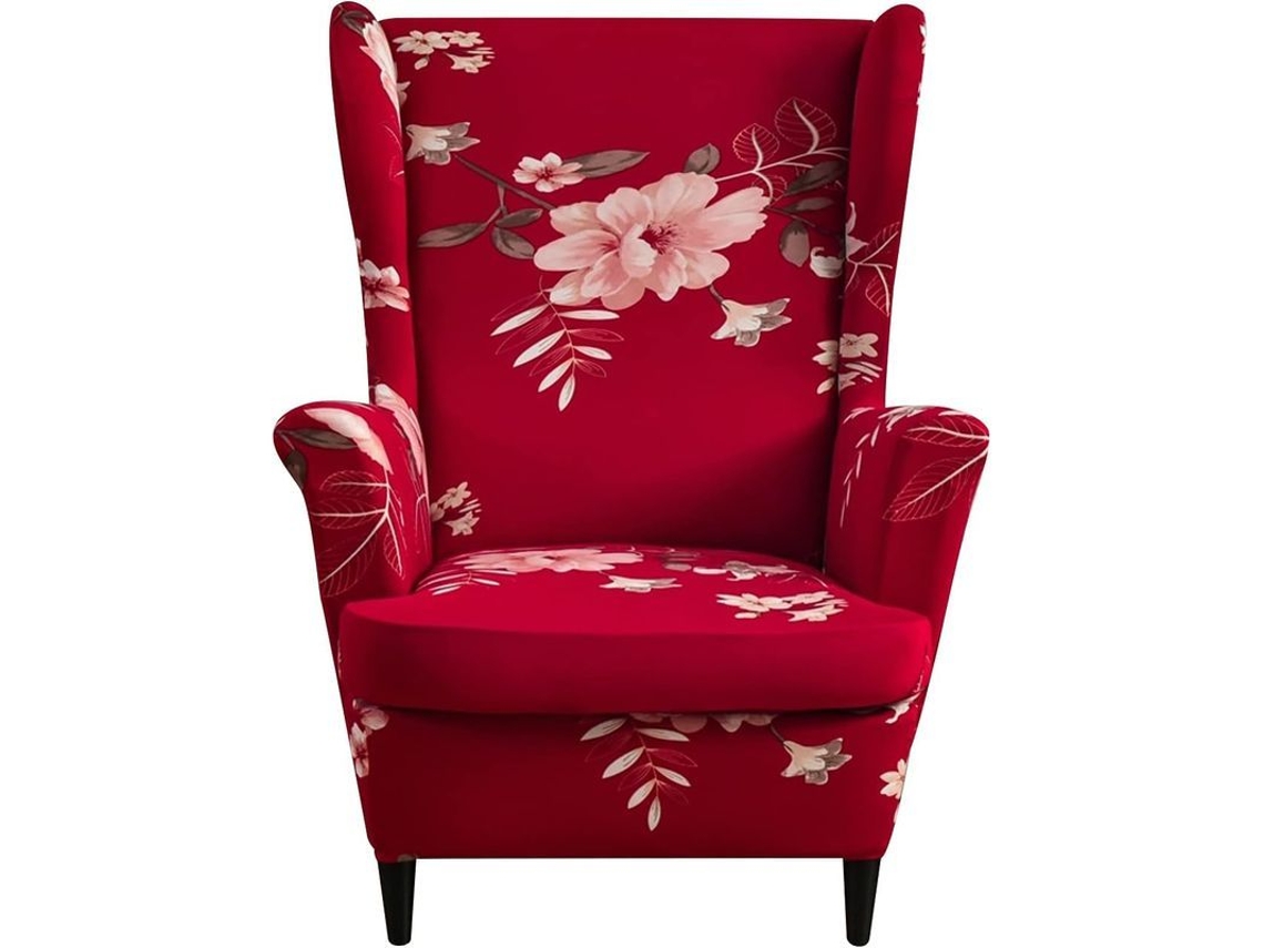 Funda para Sillón de Alas Elástica 2 Piezas Tejido Spandex Con Base Elástica para Salón Y Dormitorio