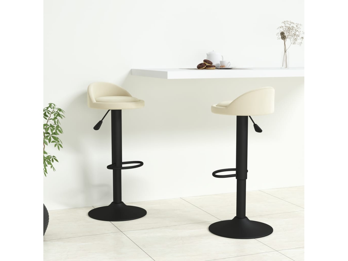 Vidaxl Bancos De Bar 2 Pcs Veludo Creme