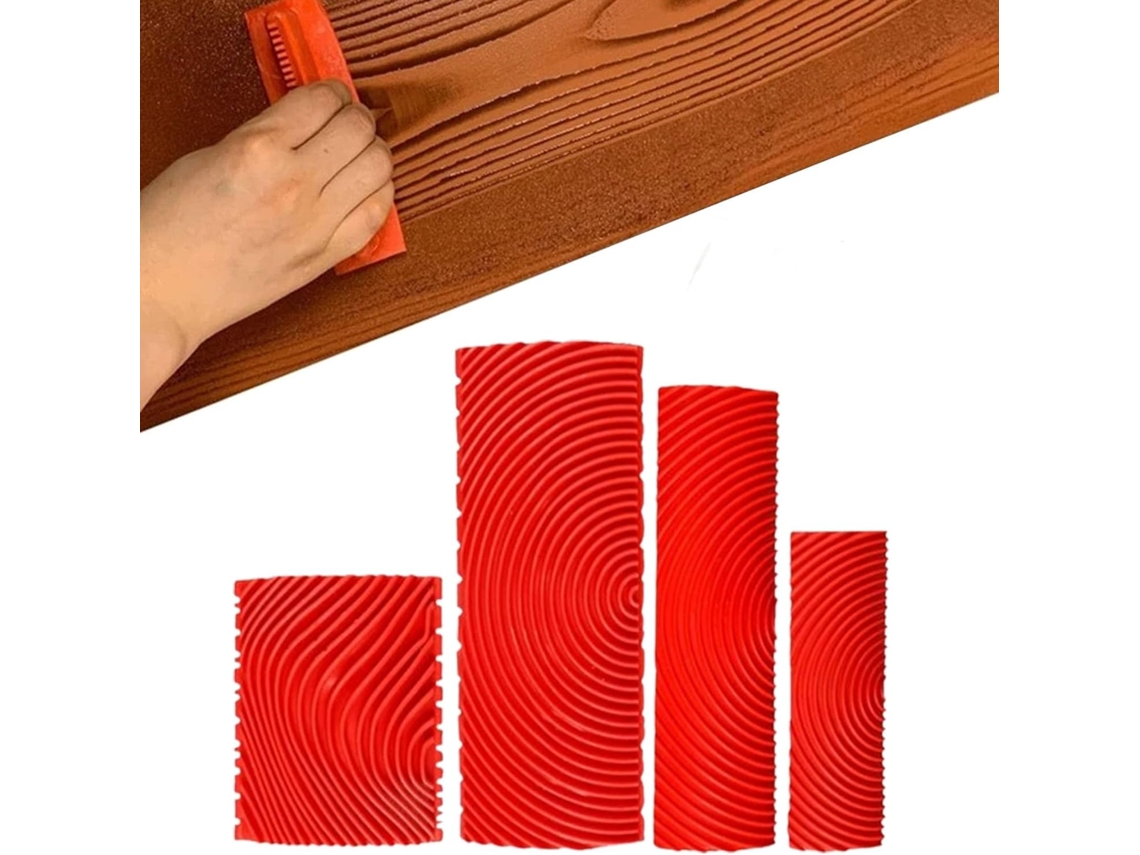 Conjunto de 4 Ferramentas para Pintura com Efeito Madeira, Ferramentas para Imitar a Textura da Madeira AQUAFORGE