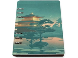 Caderno De Anime Japonês, Design Palácio Da Lua, Lótus, Lago, 6 Argolas, Agenda Portátil, Caderno De Folhas Soltas