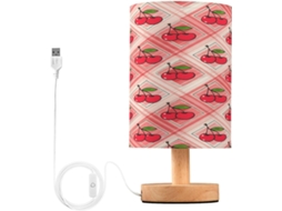 Abajur De Cabeceira Xadrez Cereja Para Quarto, Abajur De Cabeceira Led, Luminária De Leitura Com Portas Usb E Cúpula