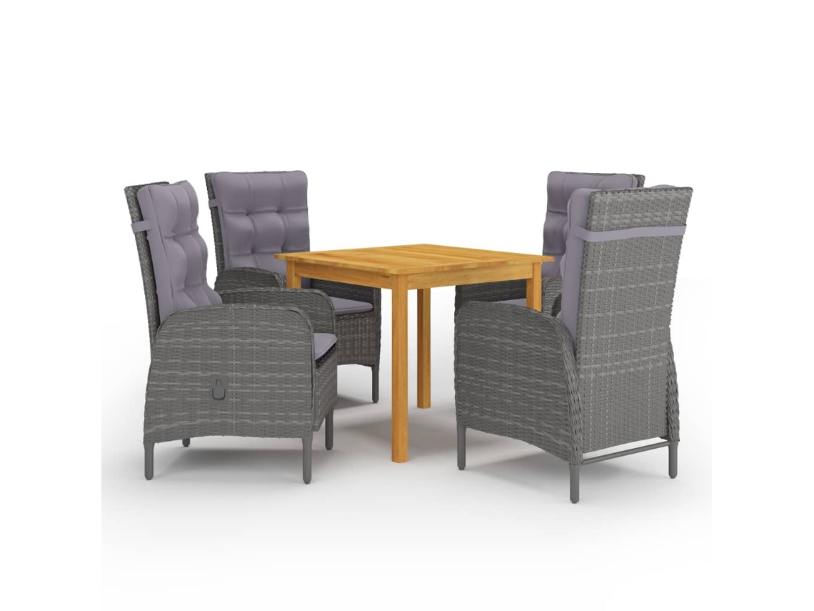 Vidaxl 5 Pcs Conjunto De Jantar Para Jardim Cinzento
