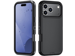 Capa Híbrida Extremamente Resistente A Impactos Para Iphone 17 Pro, Preta.