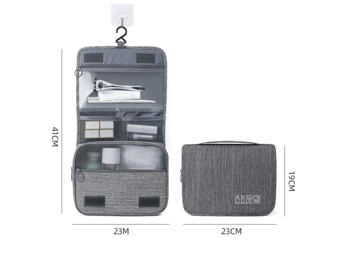 Estojo De Toilette Masculino/feminino Dobrável Impermeável Portátil Multifuncional Para Viagem Cor Sólida Cinza