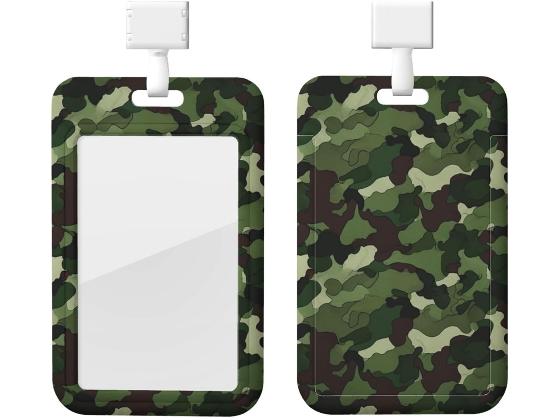Porta Crachá Camuflado, Verde, Protetor de Crachá, Cordão, À Prova D Água, Capa Plástica Cartão, Estojo