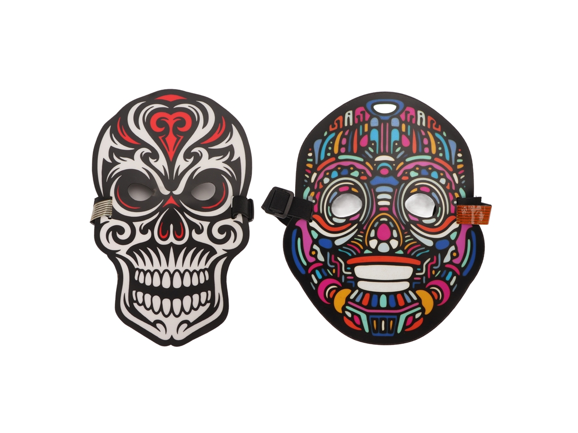 Máscara Facial Led Com Controle De Voz, Tamanho Ajustável, Iluminada, Para Festa De Halloween, Cosplay, 2 Unidades
