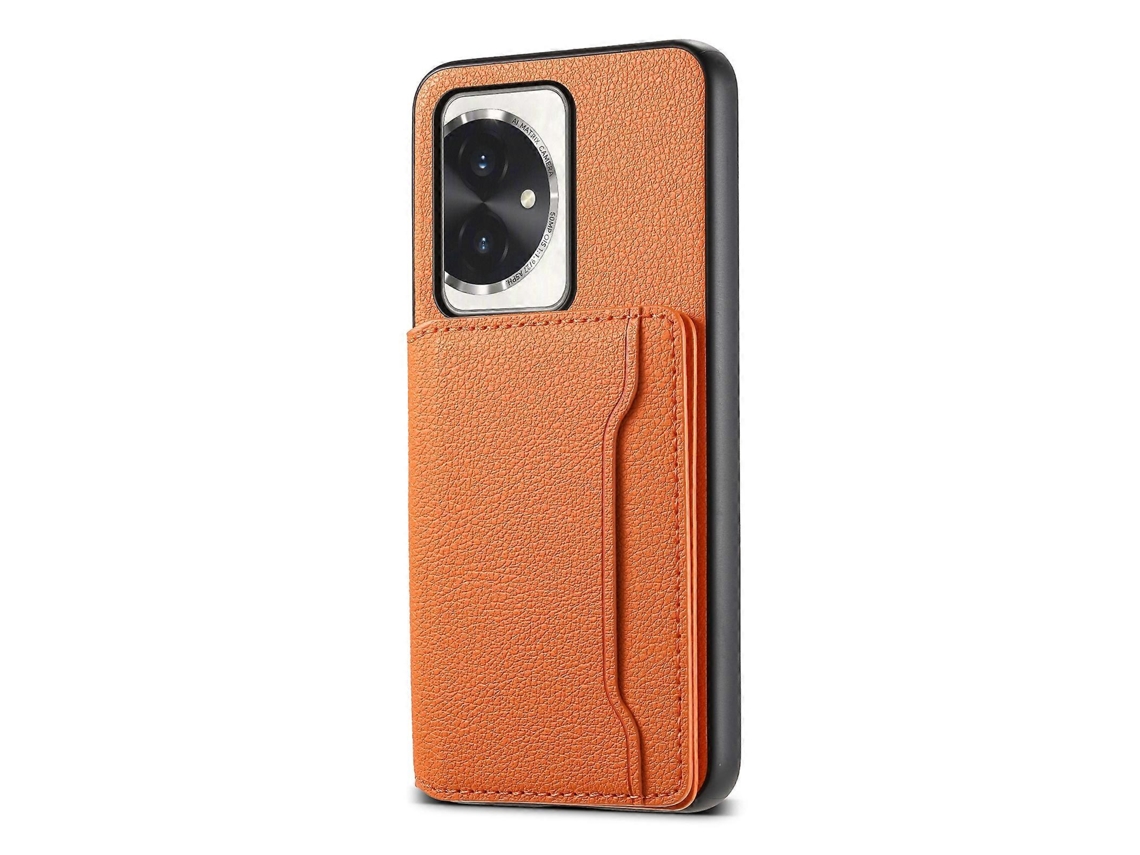 Capa Para Celular Honor 100 Com Textura De Couro De Bezerro, Design De Porta-cartões E Cobertura Total.